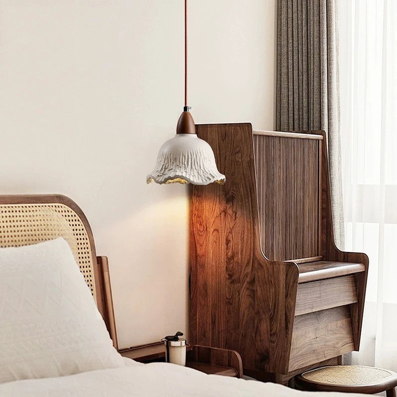 Crèmekleurige retro cementen bloemen hanglamp HL1312