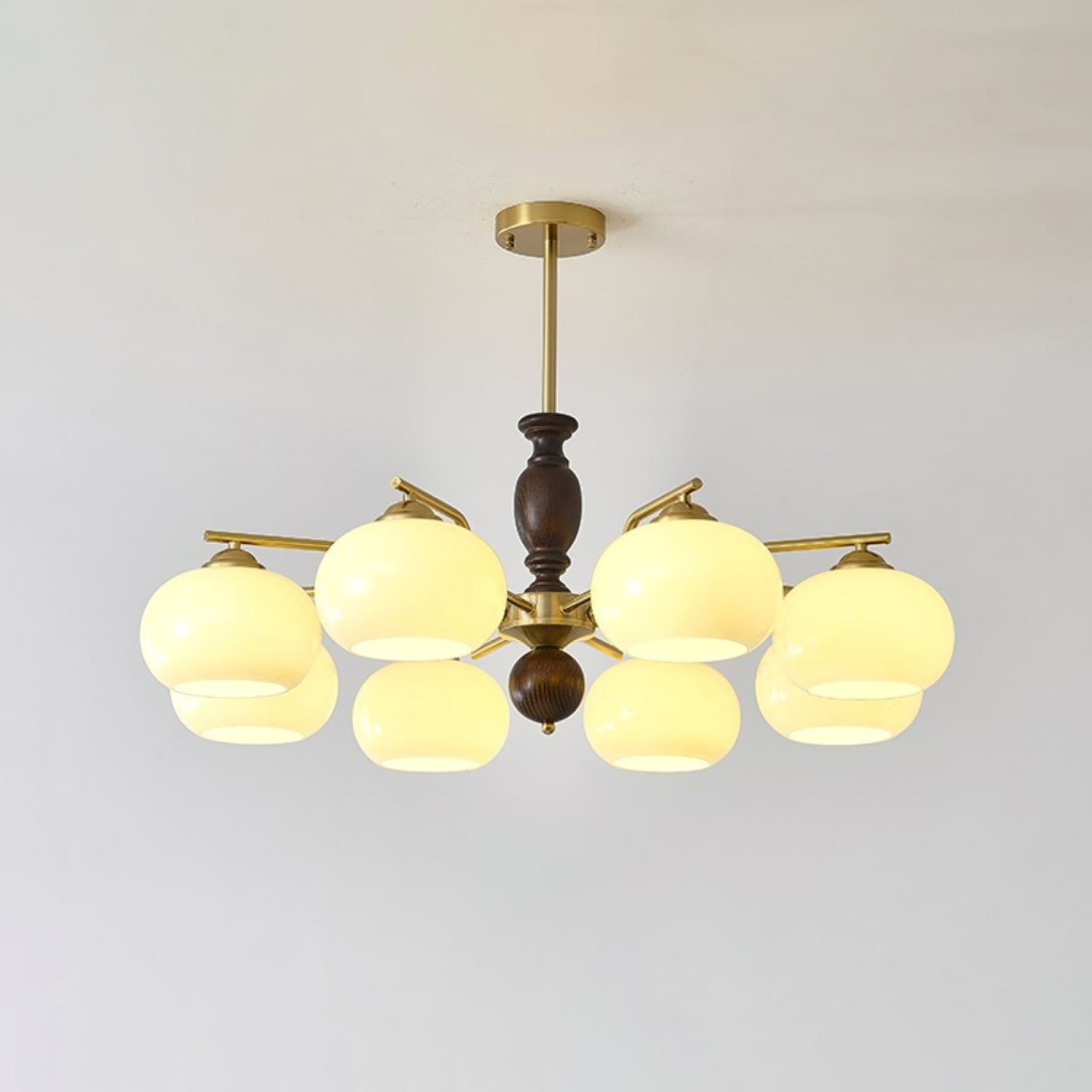 Middeleeuwse stijl Walnoot Beige Bol Kroonluchter HL835