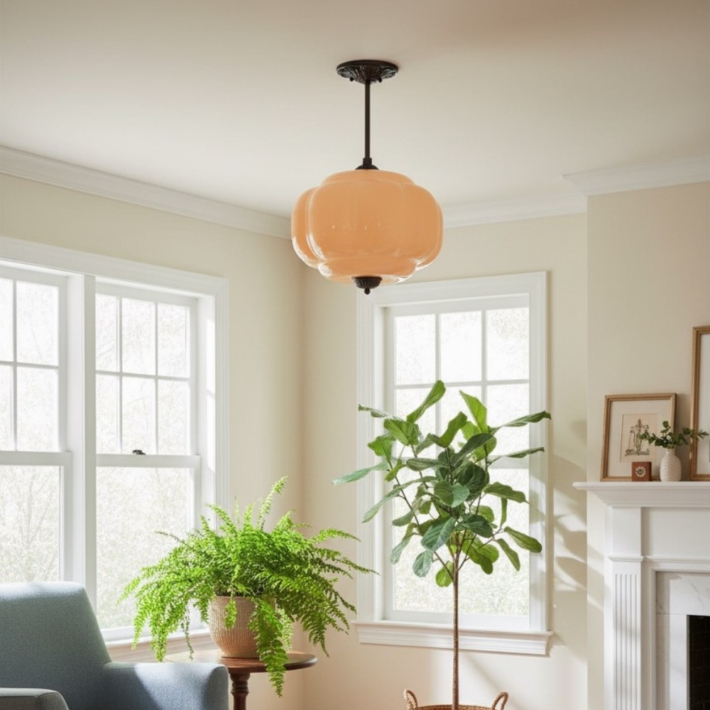 Eloise Vintage Pumpkin Glass Semi-Flush Mount Hanglamp HL950