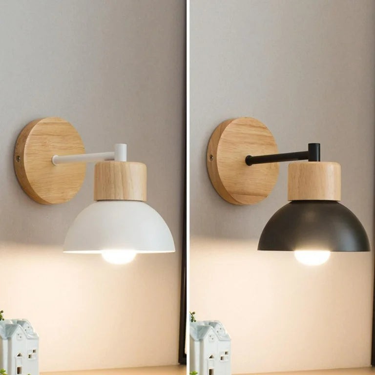 Nordic Wood Iron Shade Japandi Wandlamp HL1293