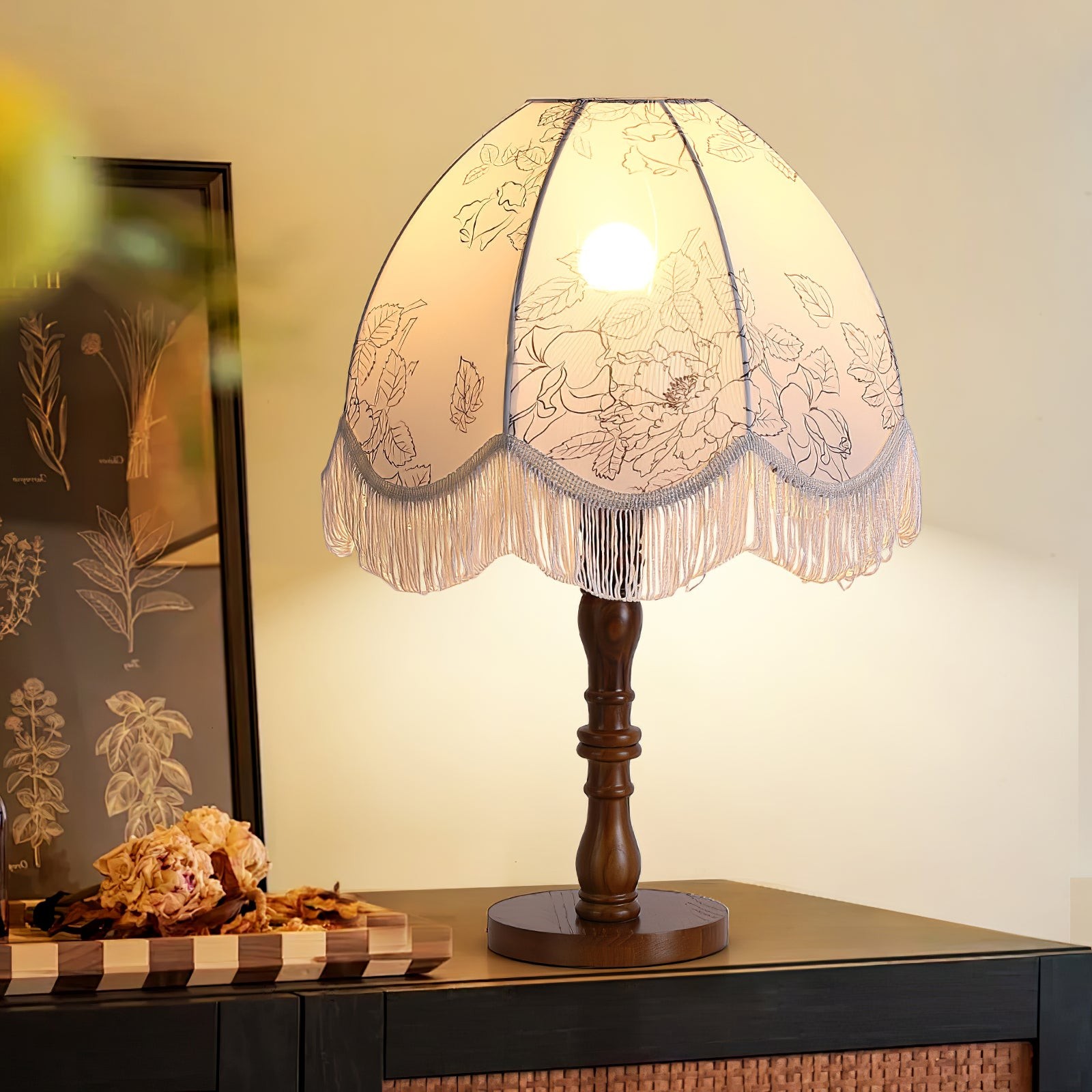Luxe bedrukte kwast tafellamp HL802