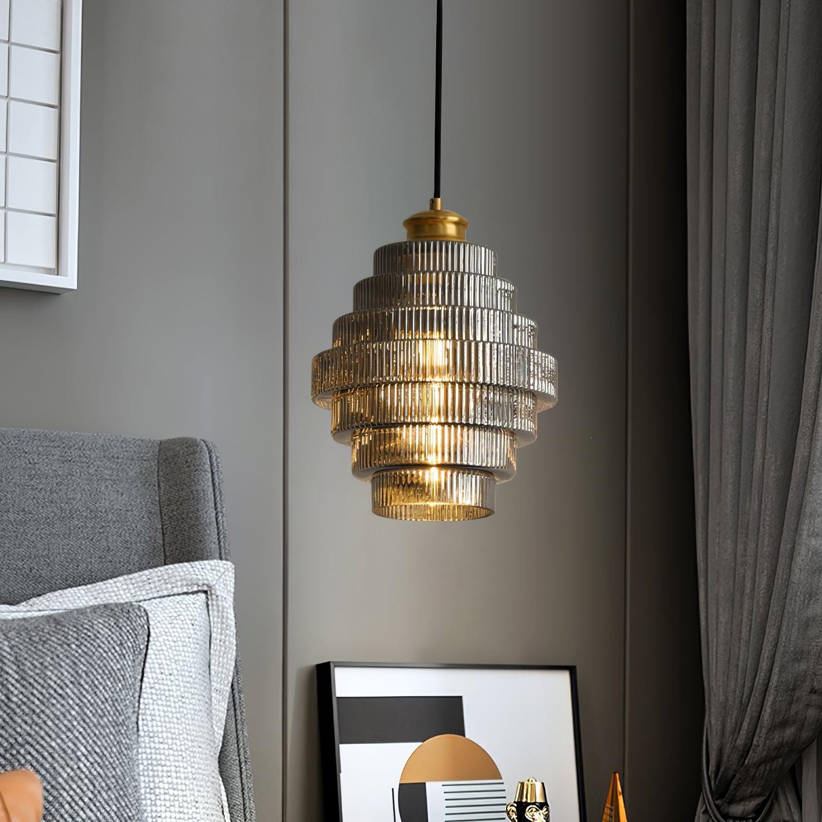 Moderne Creatieve Hanglamp van Geplooid Glas - Flesvormige Hanglamp voor de Eetkamer HL615