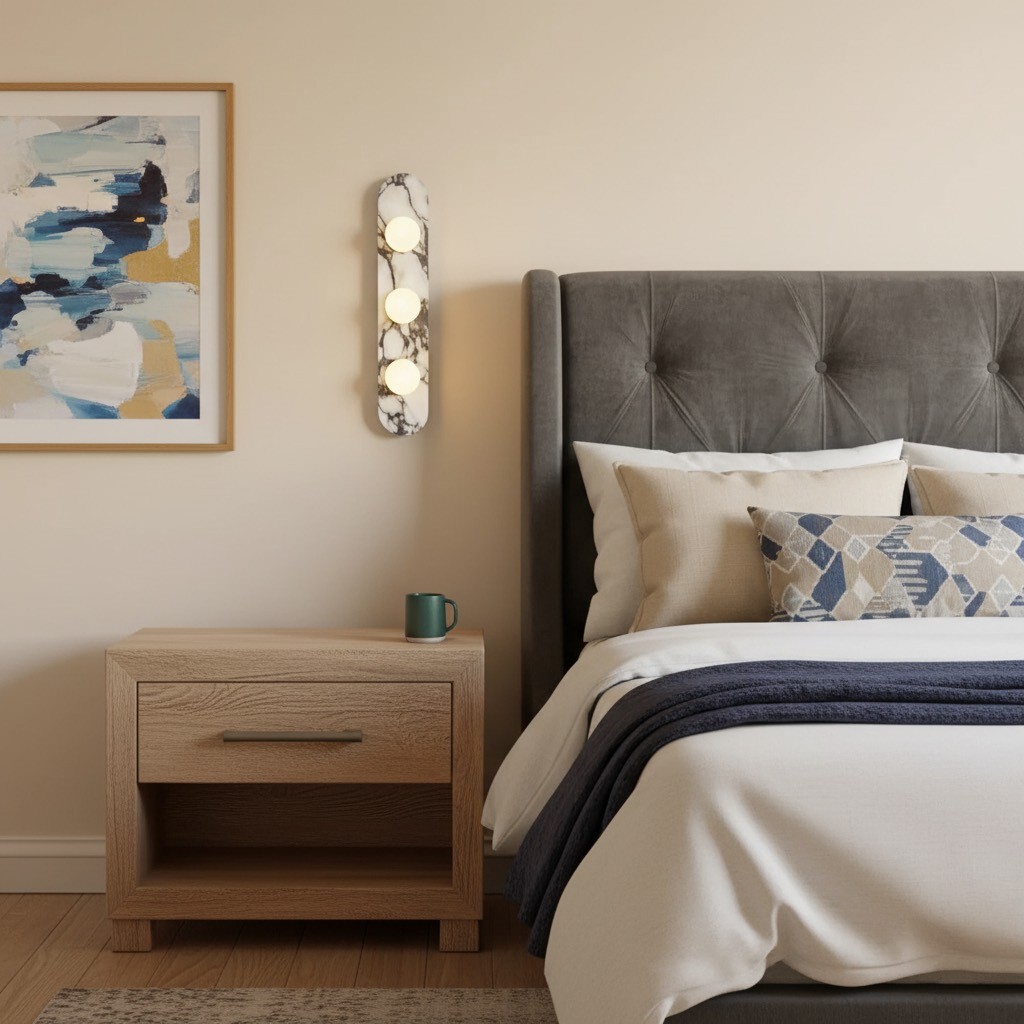 Vinbrea Moderne Accent Wandlamp – Marmeren Behuizing voor Woonkamer of Slaapkamer HL2533
