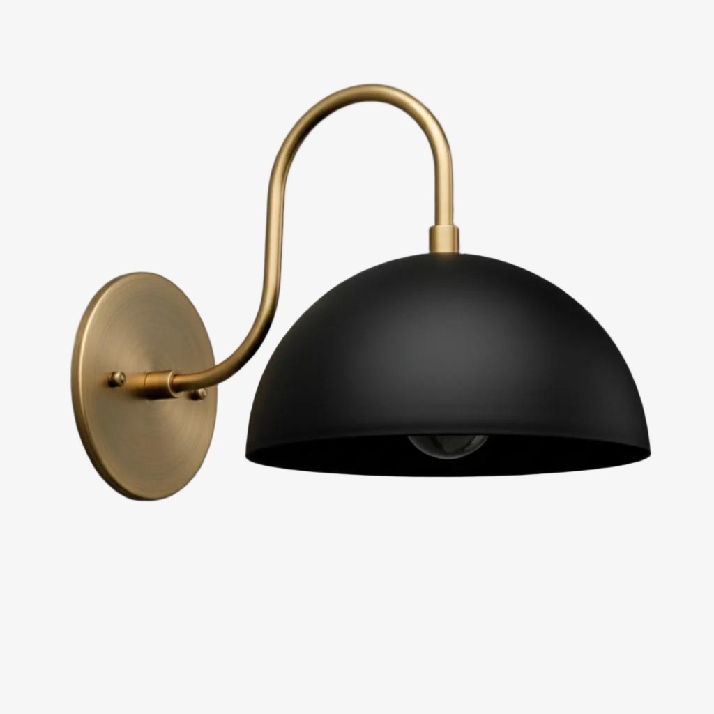 Curva Metalen Industriële Wandlamp - Gebogen Messing Arm - Gehamerde Koepellamp HL1770