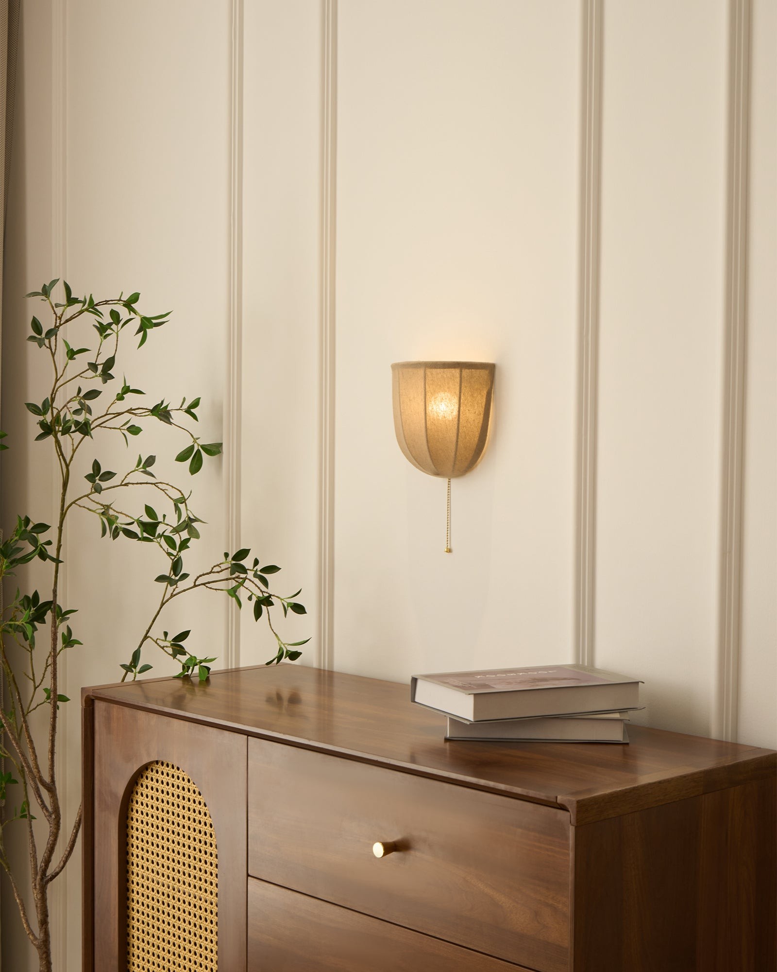 Fablune linnen wandlamp - moderne wandlamp met stoffen kap en textuur voor de woonkamer HL1134
