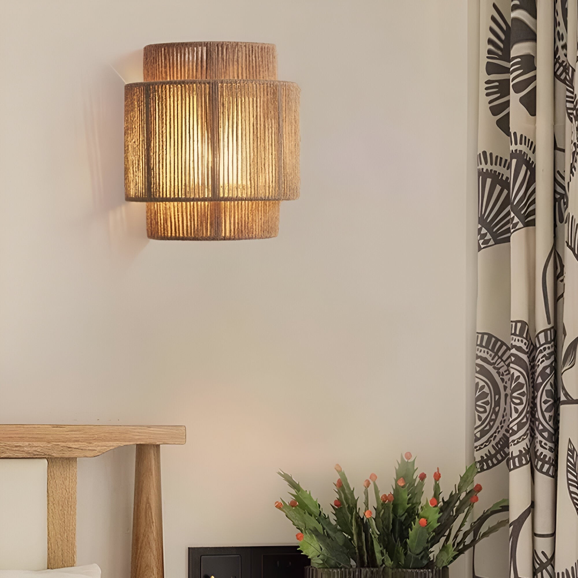 Boheemse vintage handgeweven LED-wandlamp HL3347