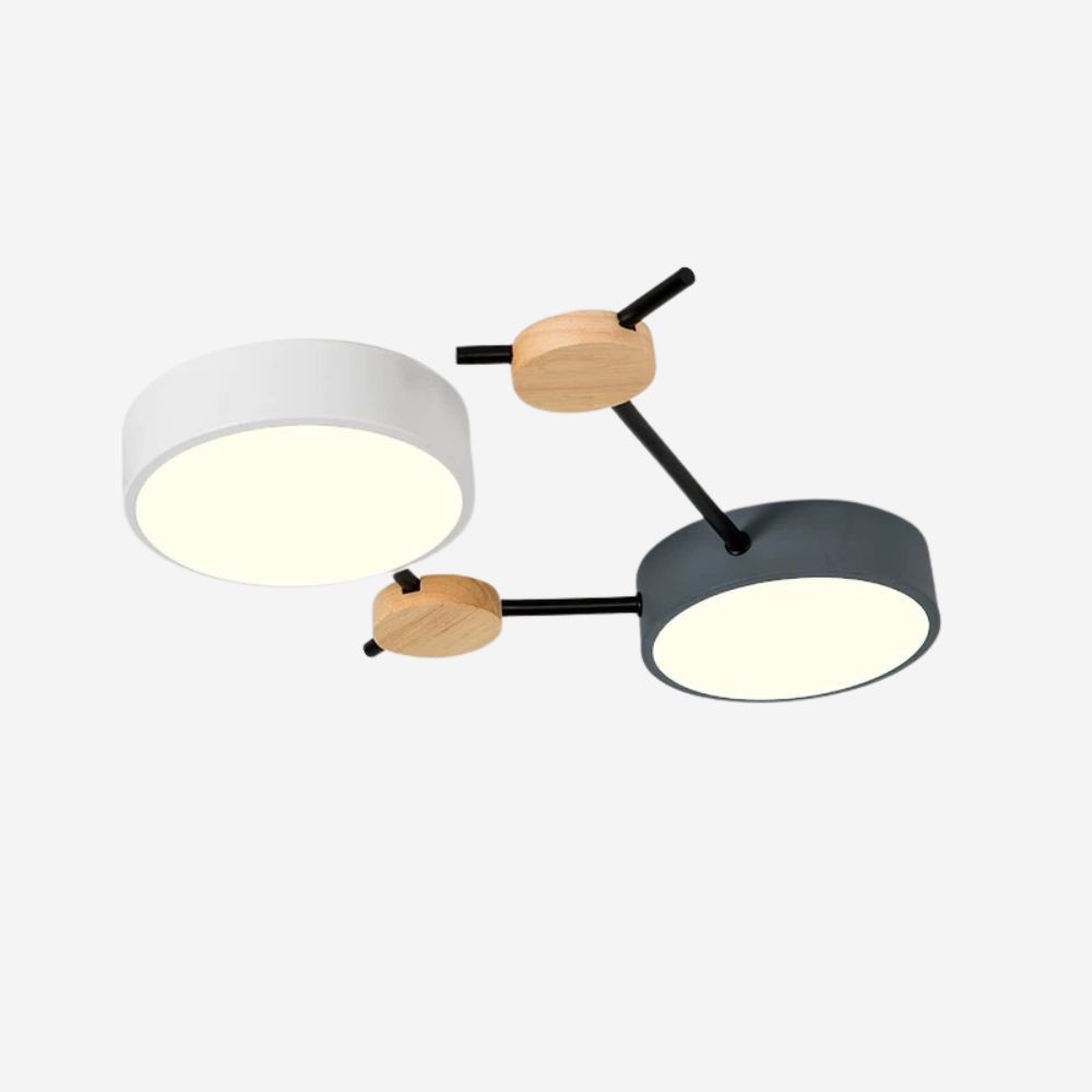 Moderne plafondlamp met houten schijf - LED-lamp met takken voor woonkamer HL1346