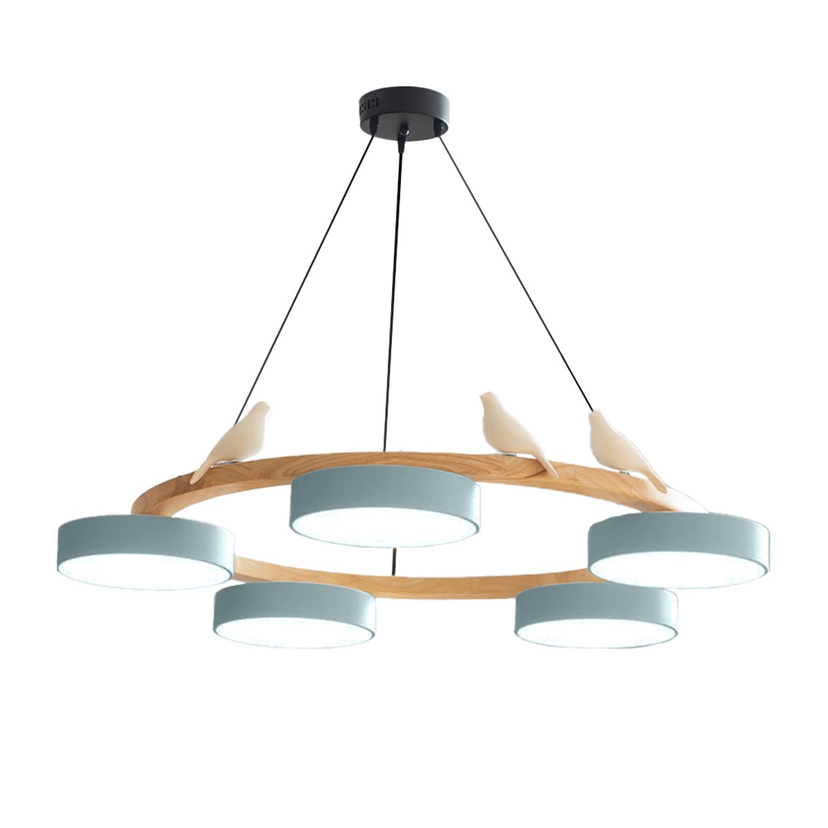 Creatieve Houten Vogel Kleurrijke Ronde Kroonluchter HL926