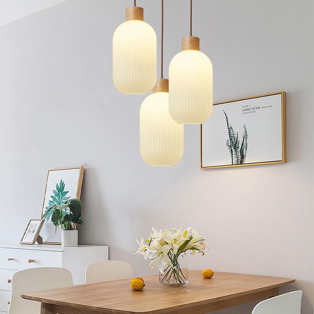 Nordic witte lantaarnachtige glazen hanglamp HL666