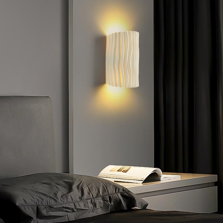 Cilinder geribbelde wandlamp van hars HL224