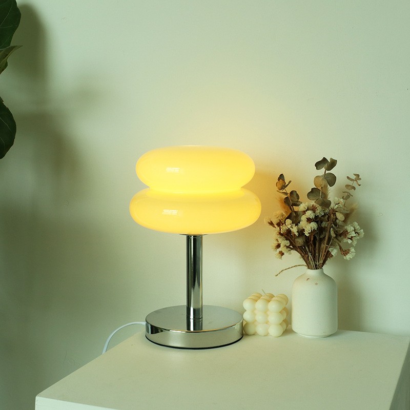 Bauhaus Dubbele Glazen Tafellamp - Sculpturale Gelaagde Nachtlamp voor Slaapkamer en Bureau HL22