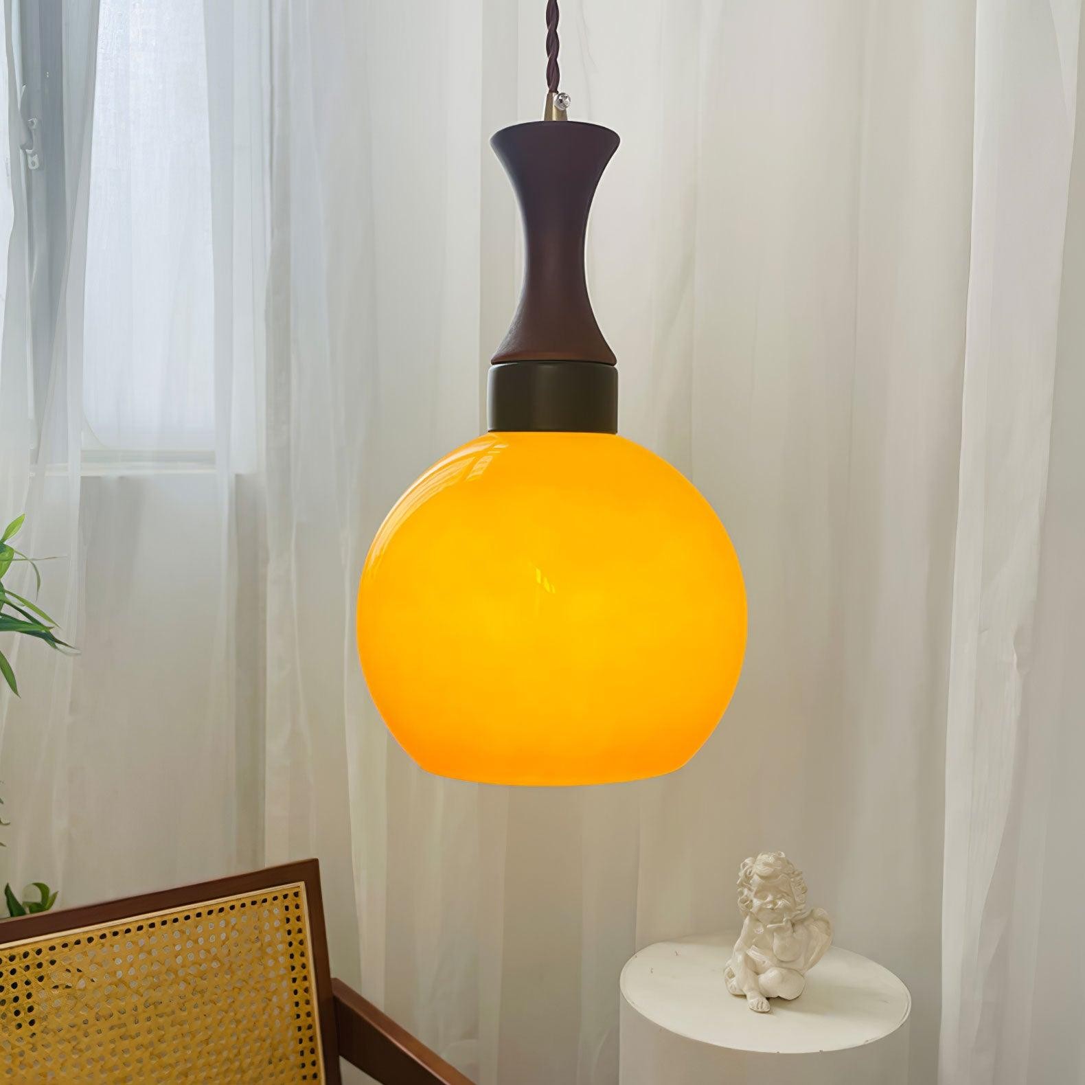 Bolvormige oranje praktische luxe hanglamp HL650