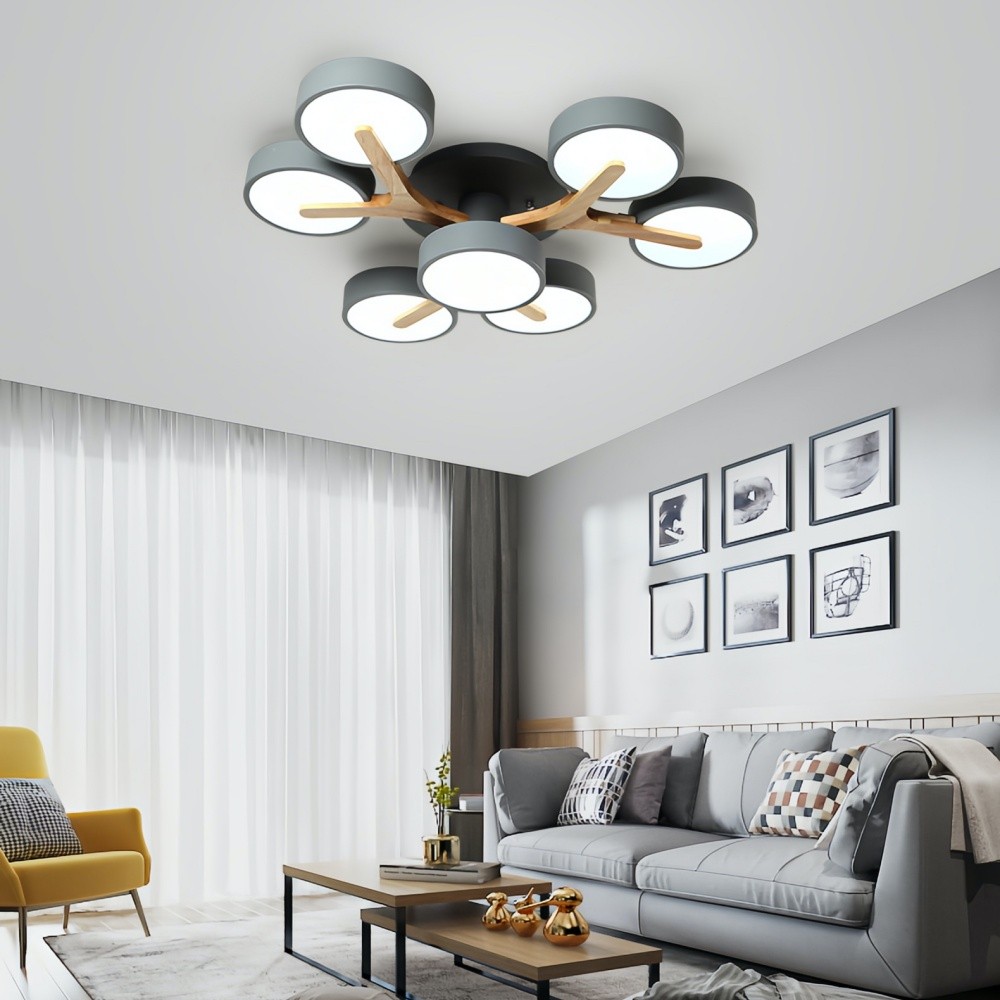 Nordic Disc Wood Plafondlamp - LED Semi-Flush Mount voor Slaapkamer HL1353