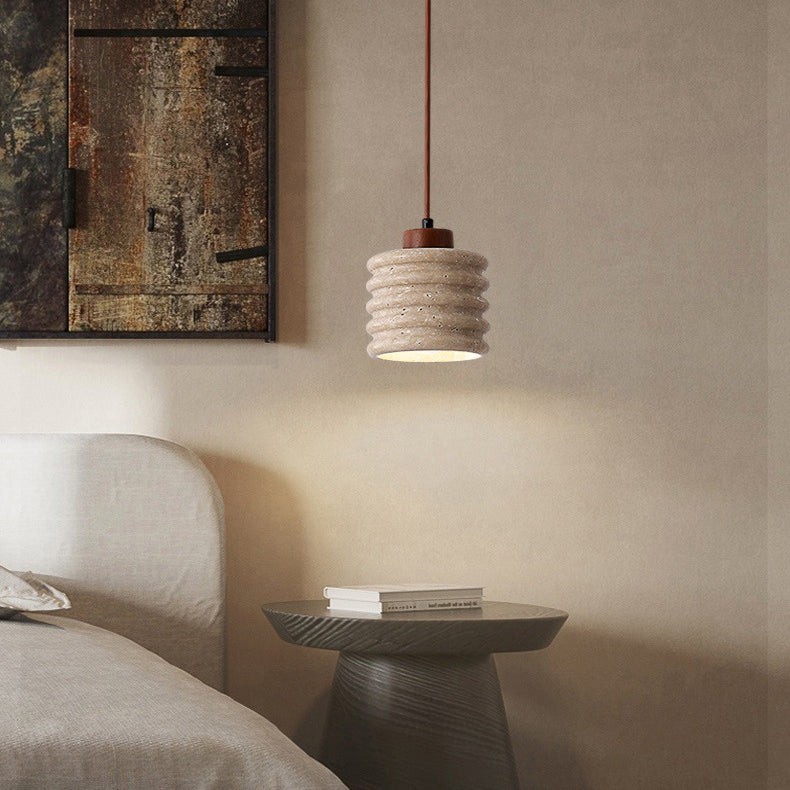 Traditionele retro cilindrische hanglamp van massief hout HL868
