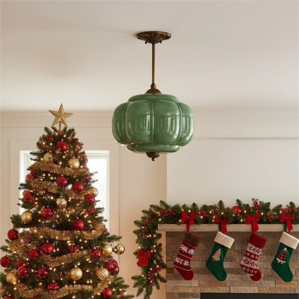 Eloise Vintage Pumpkin Glass Semi-Flush Mount Hanglamp HL950