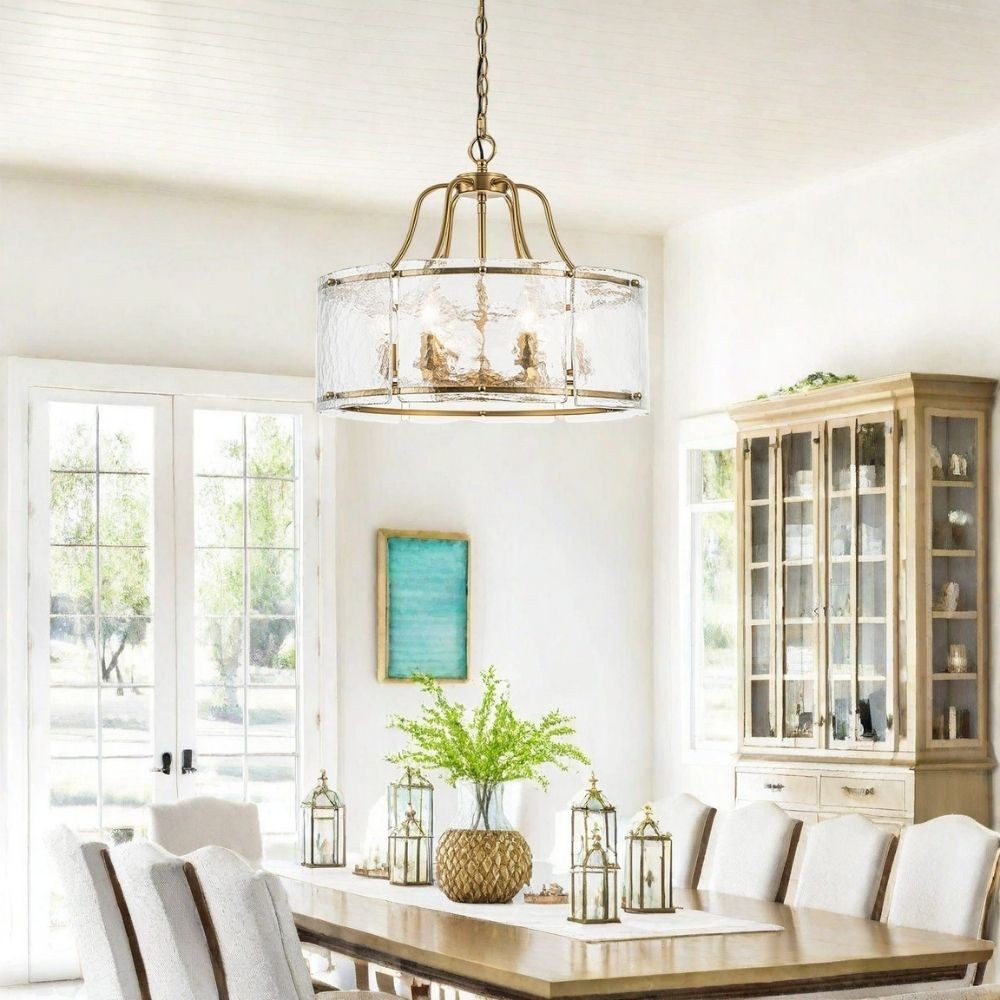 Vintage Metalen Hanglamp met Textuur van Geborsteld Glas HL1009