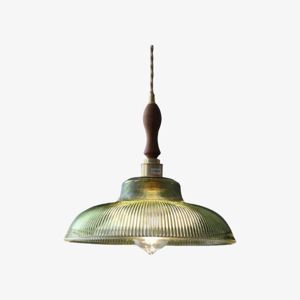 Ribilux geribbelde hanglamp - Vintage glas en metaal voor keuken en eetkamer HL2461