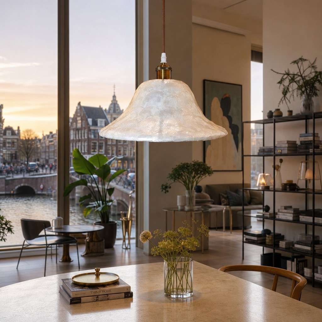 Lunavera Artistieke Capizschelp Hanglamp Moderne Minimalistische Hanglamp voor Meerdere Kamers HL3529