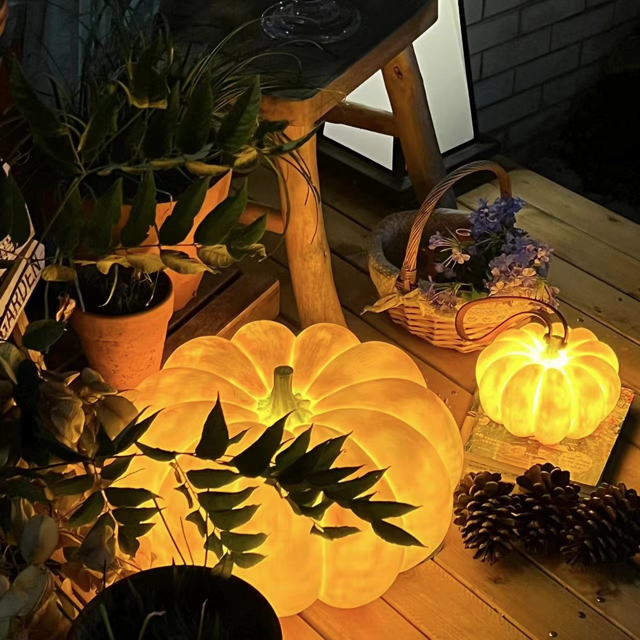 Pompoen Draagbare Tafellamp Voor Halloween Decoraties Buiten HL86