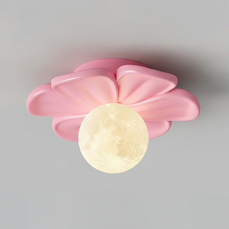 Crèmekleurige bloemvormige plafondlamp HL2961