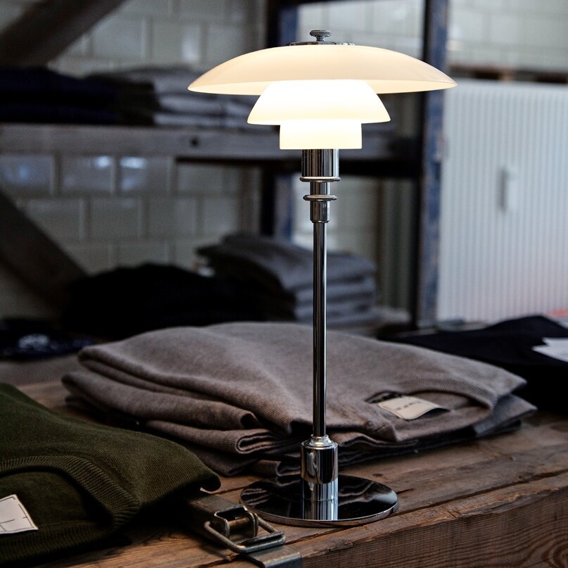 Glazen tafellamp met Multilayer roestvrij staal