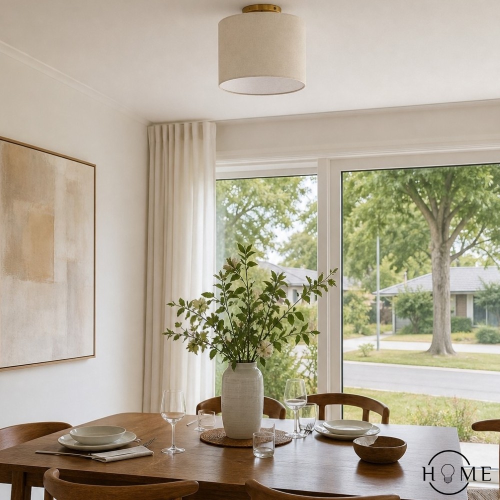 Jelvane Drum Flush Mount met stoffen kap HL1480