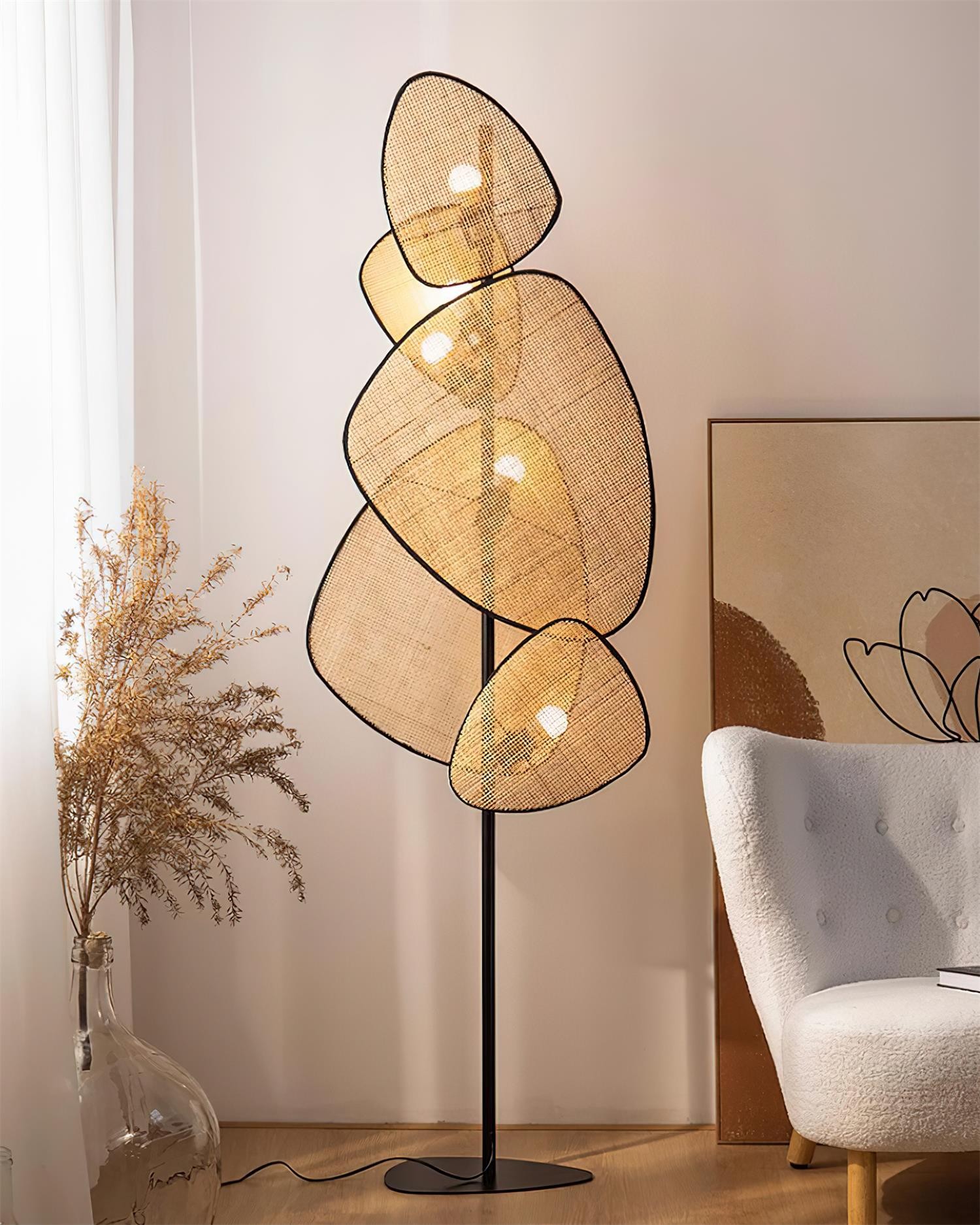Creatieve natuurlijke rotan vloerlamp HL745