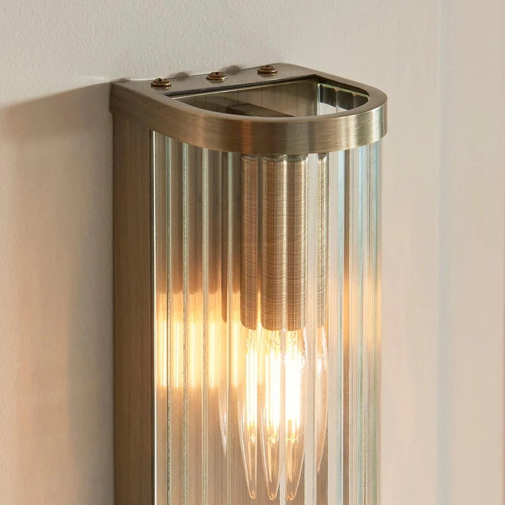 RibGlow Art Deco wandlamp met geribbeld glas - Vintage-geïnspireerde wandlamp voor de woonkamer HL2037