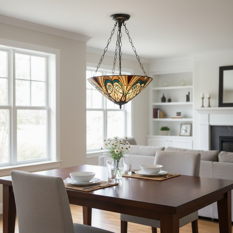 TF Hector Plafondlamp - Handgemaakt glas-in-lood design, half-inbouw of hanglamp voor thuis HL2217