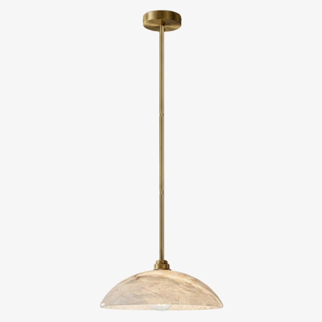 Alariv Elegante Alabaster Dome Hanglamp - Moderne Steenverlichting voor Eet- of Woonkamer HL2500