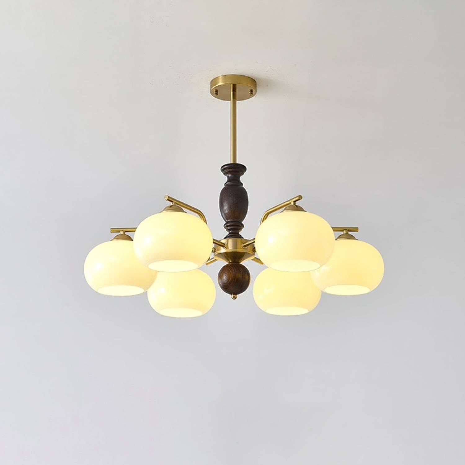 Middeleeuwse stijl Walnoot Beige Bol Kroonluchter HL835