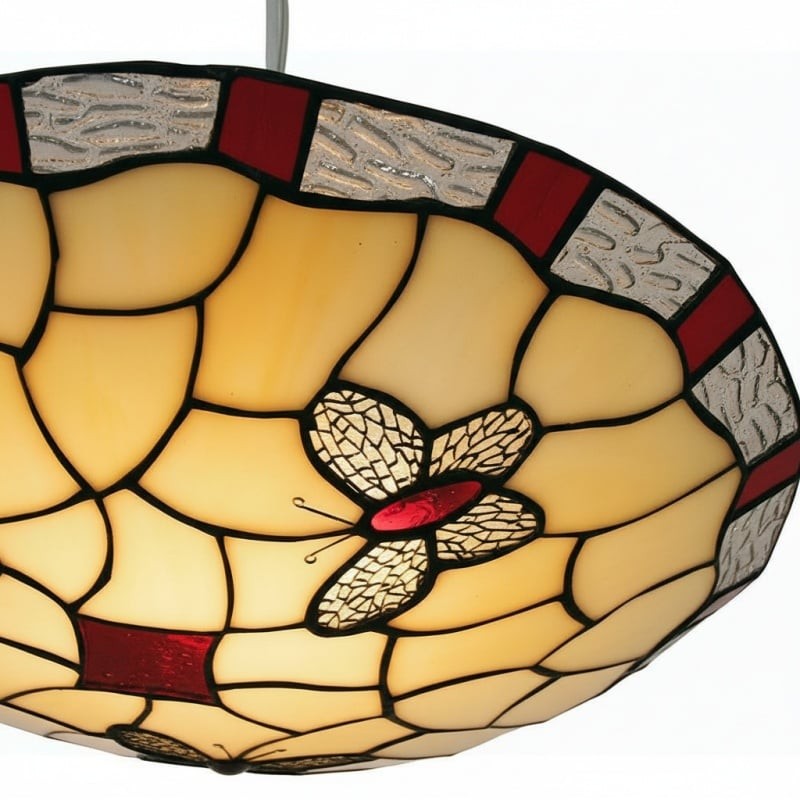 TF Butterfly hanglamp - Decoratieve hanglamp met glas-in-lood voor slaapkamer of hal HL2027
