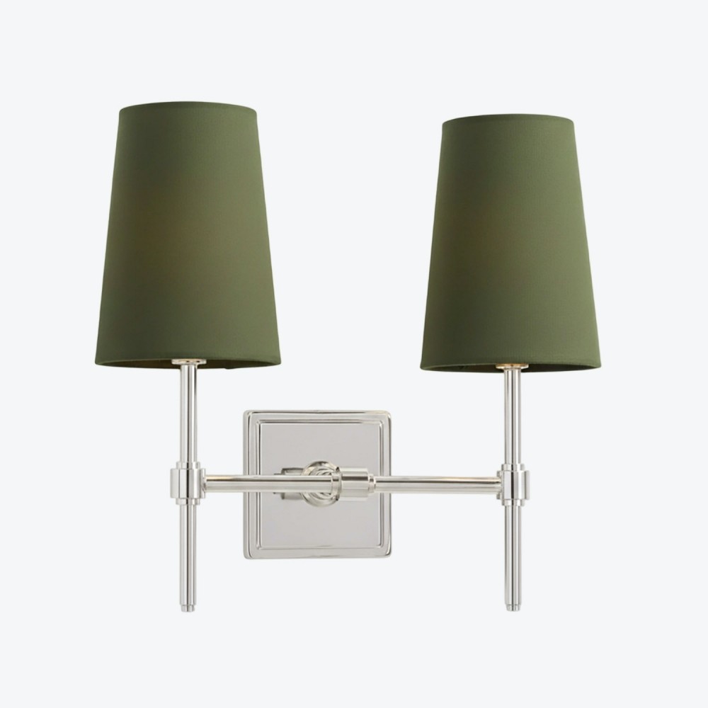 Derlina Witte Linnen Wandlamp – Retro Metalen Verlichtingsarmatuur met Meerdere Hoofden HL1433
