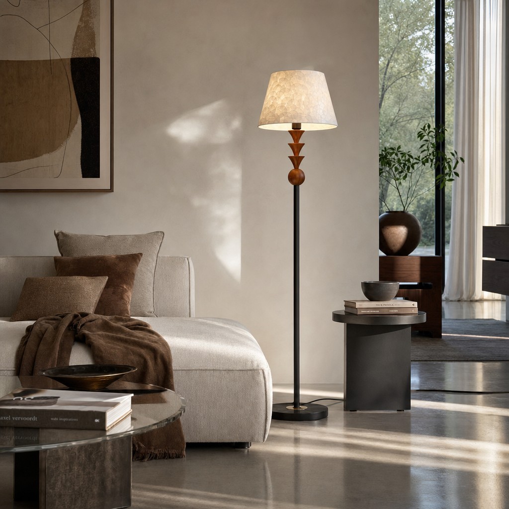 Micahell Moderne Vloerlamp - Trapsgewijze Schelpkap Staande Lamp voor Slaapkamer HL3525