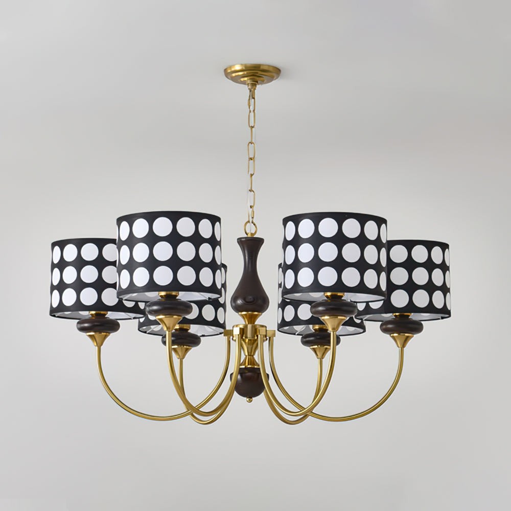 Moderne luxe zwarte kroonluchter met meerdere koppen en stippen HL1121
