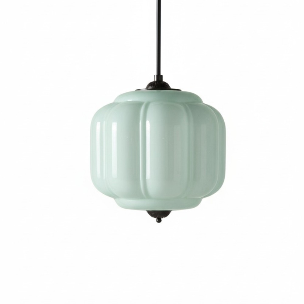 Vintage Eloise Melkglazen Hanglamp - Geribbelde Glazen Plafondkroonluchter HL1091
