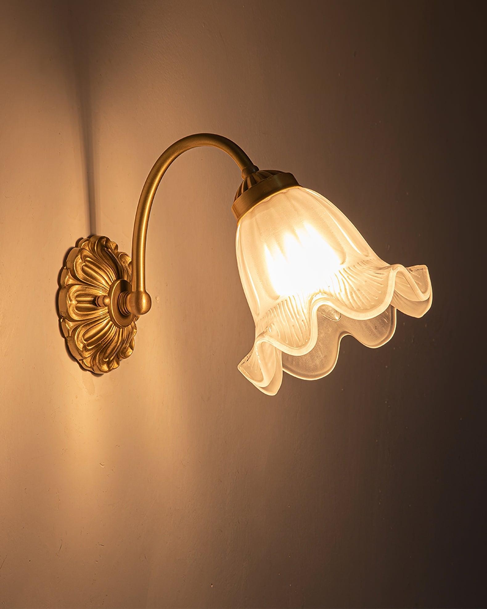 Nordic Modern Retro Elegant Bloem Messing Glas Wandlamp HL393