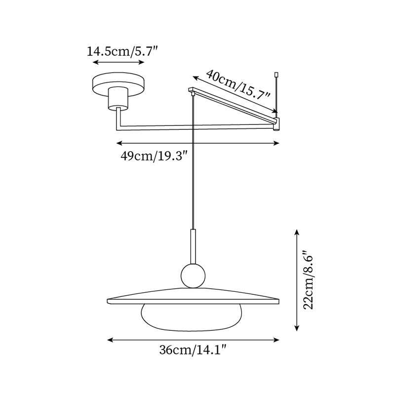 Moderne hanglamp met houten schijf en zwenkarm HL1057