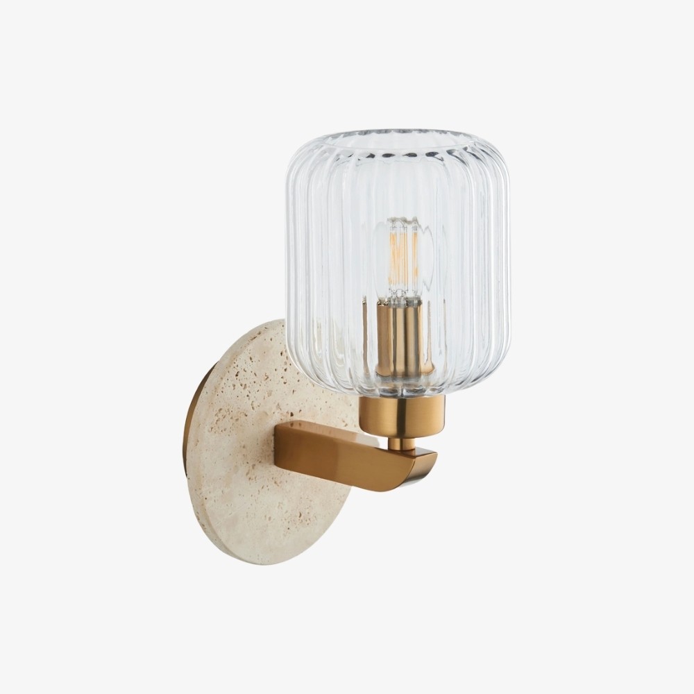 Korlisse Moderne Marmeren Wandlamp - Vintage Messing & Helder Glas Accentlamp voor Woonkamer en Hal HL2145