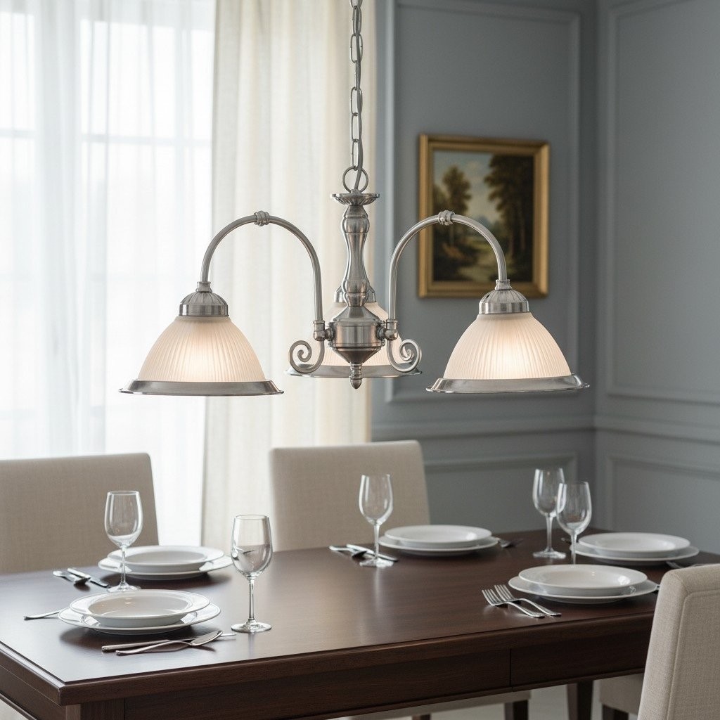 TF Vintora Hanglamp met geribbeld glas - Elegante metalen afwerking voor keukens, eetkamers en gangen HL2221