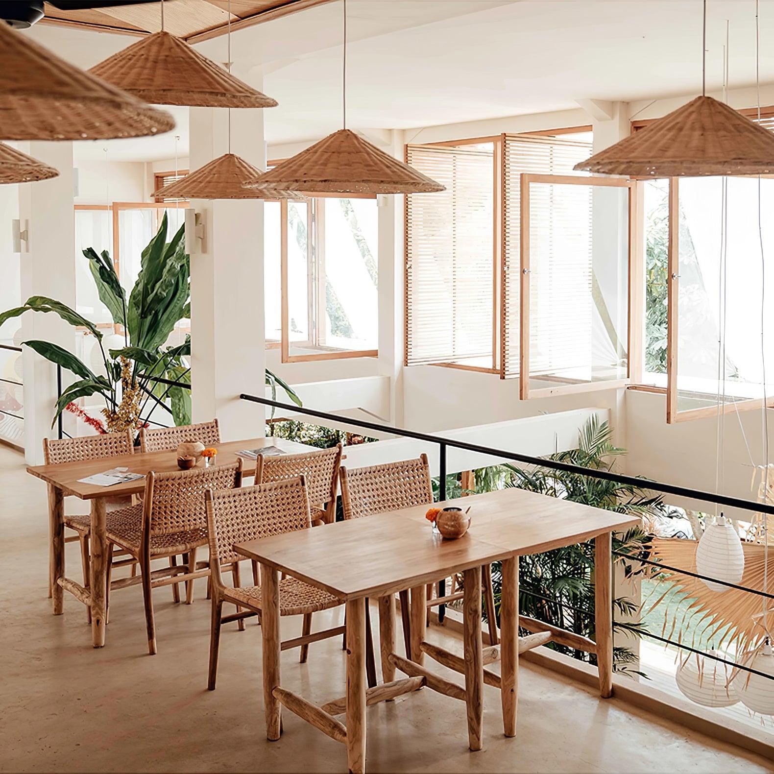 Hanglamp in de vorm van een rotan hoed, geschikt voor de woonkamer HL796