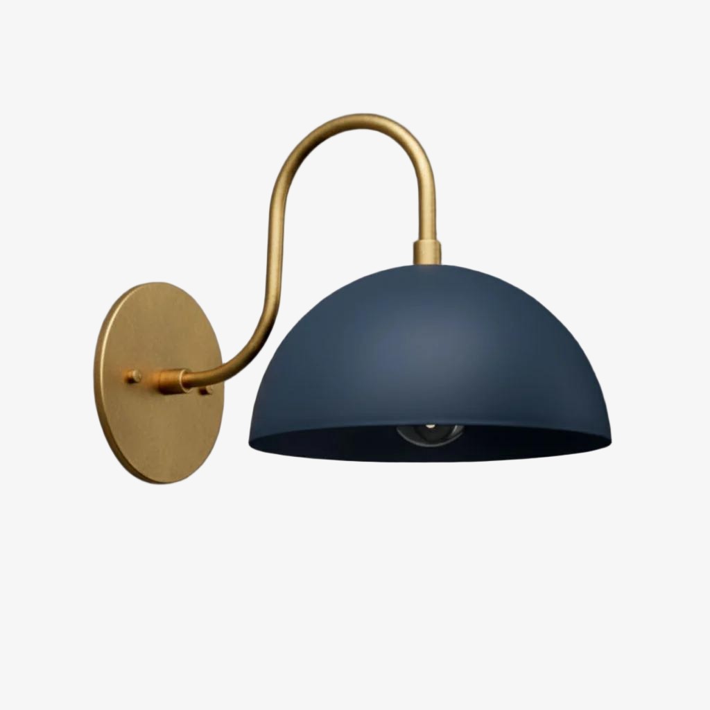 Curva Metalen Industriële Wandlamp - Gebogen Messing Arm - Gehamerde Koepellamp HL1770