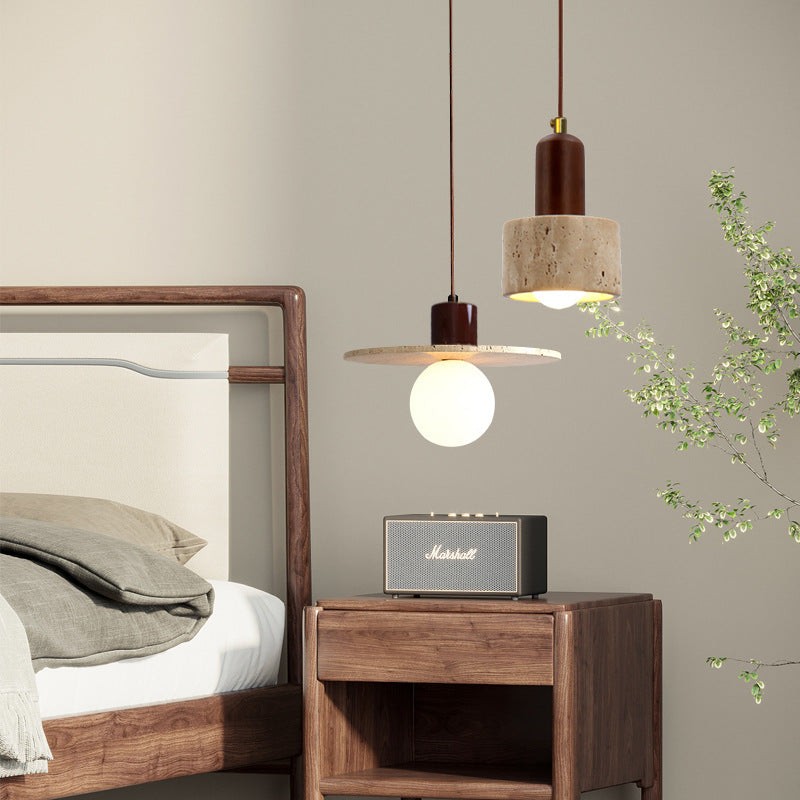 Traditionele Japanse Travertijn Houten Hanglamp HL869