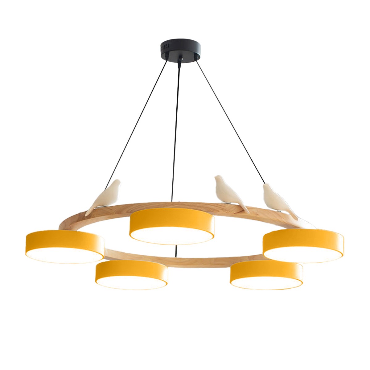 Creatieve Houten Vogel Kleurrijke Ronde Kroonluchter HL926