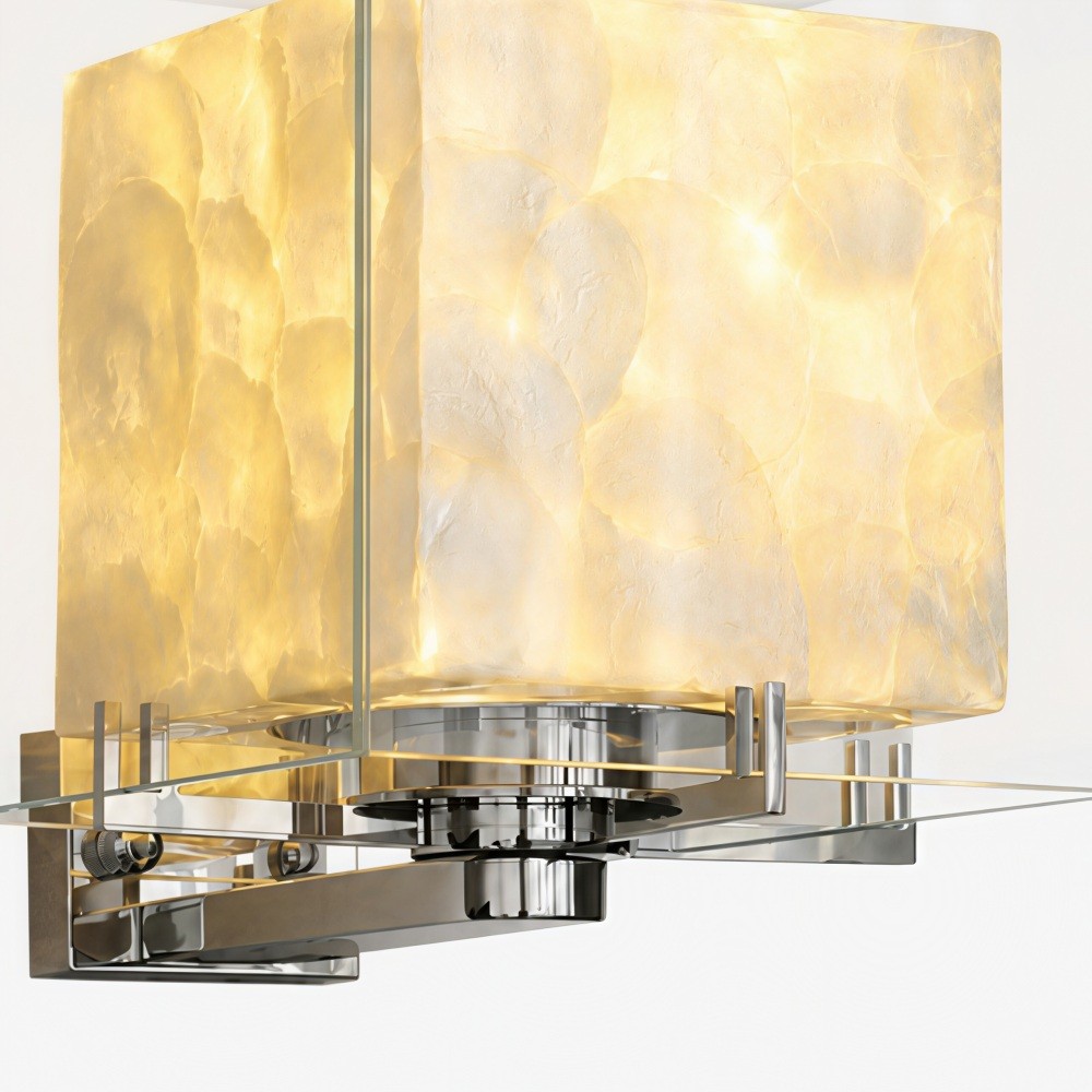 Beamira Mica Vierkante Wandlamp - Decoratieve Wandlamp met Glazen Kap en Schelpvorm voor Hal HL3539