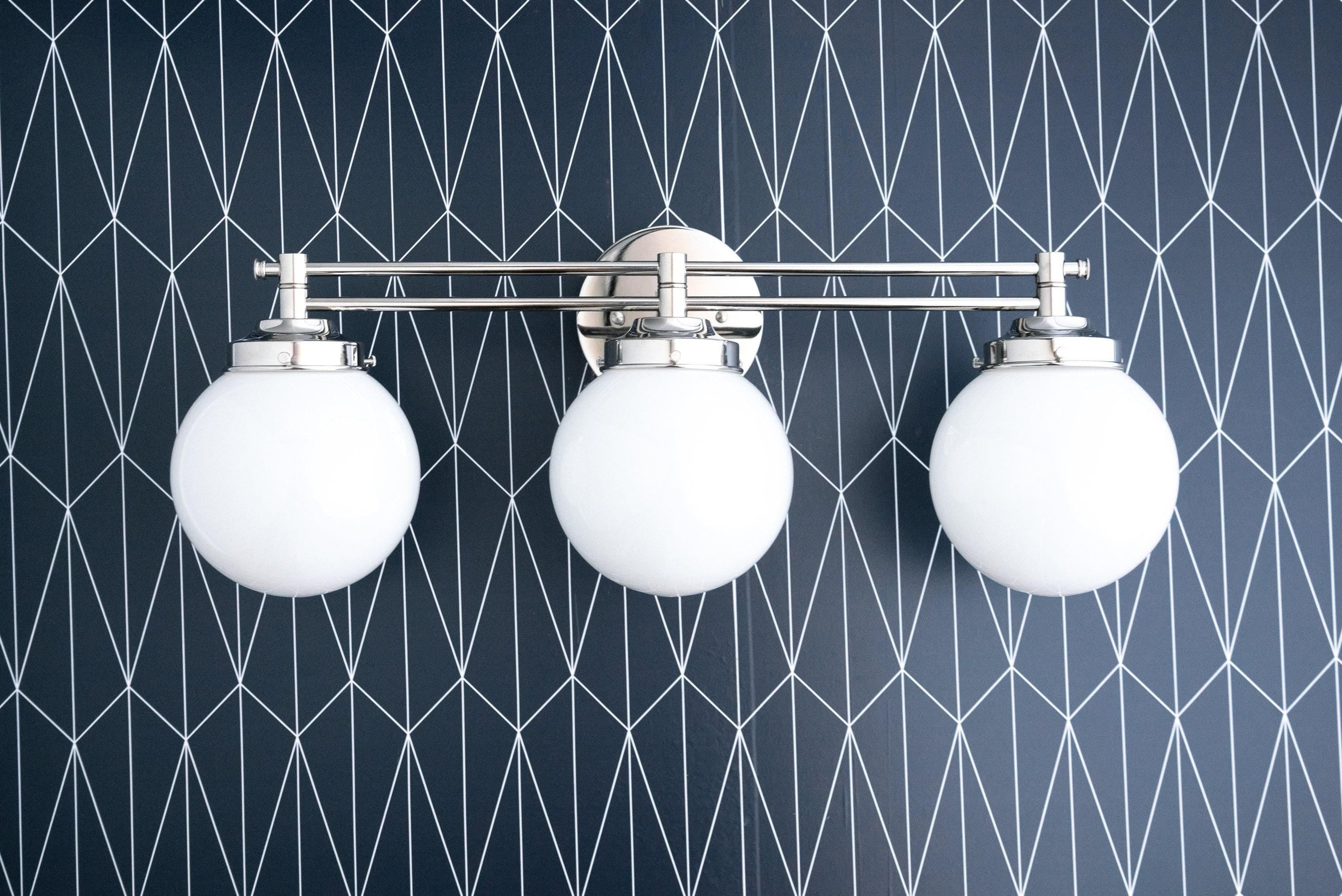 Glorica Glass moderne badkamerlamp - 3-lichts bolvormige badkamerarmatuur van opaalglas HL1714