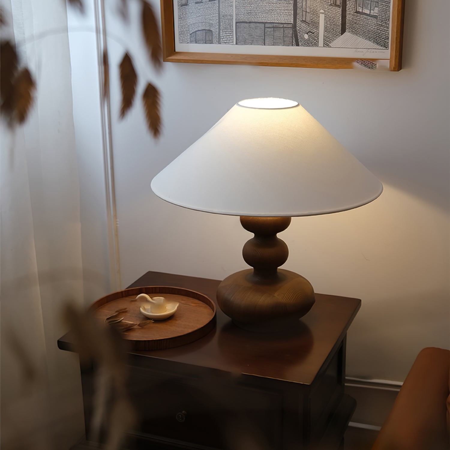 Nordic Retro Massief Houten Tafellamp HL472