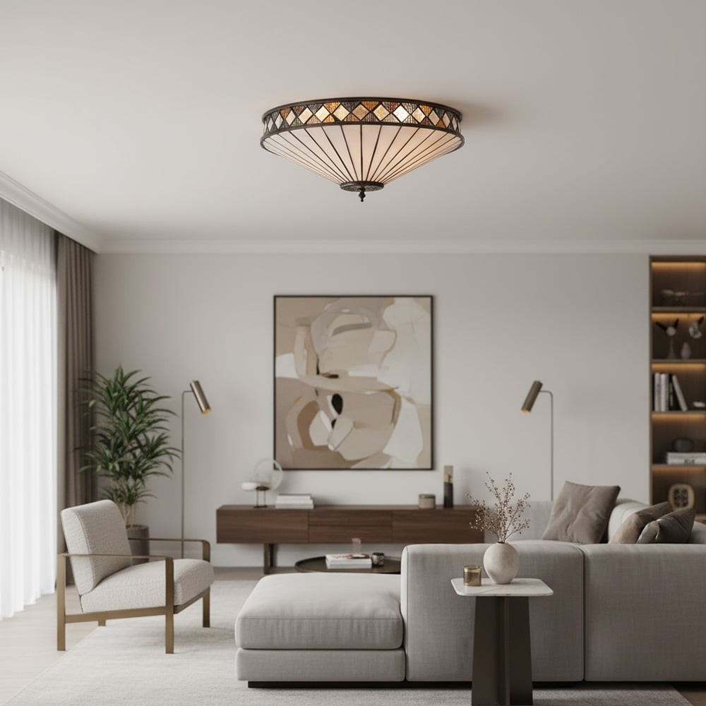 Fargo Tiffany Artistieke Kristallen Plafondlamp voor Woonkamer HL1824