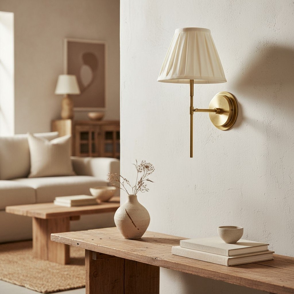 Cremaris metalen wandlamp met stoffen kap - Tijdloze wandlamp voor binnenverlichting HL2216