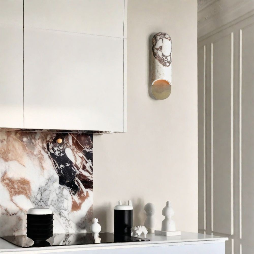 Capsule Wandlamp - Ovaal Travertijn en Marmer Design HL1049